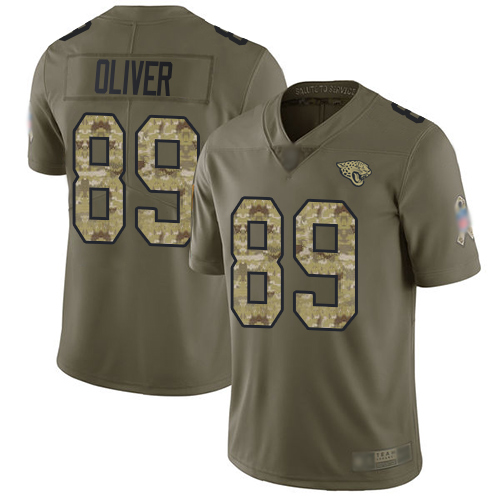 Nike Jacksonville Jaguars #89 Josh Oliver Olive Camo Men Stitched NFL Limited 2017 Salute To Service Jersey